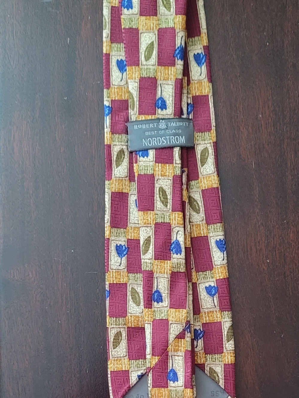 Robert Talbott Burgundy Tie with Gold and Blue Accents